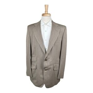 Turnbull & Asser Brown Blue Windowpane Checked Pure Wool Blazer Size 44L
